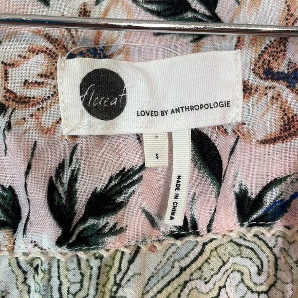 Floreat Anthropologie Women’s Lightweight Paisley Robe Green with Pink Lace S - Picture 4 of 8